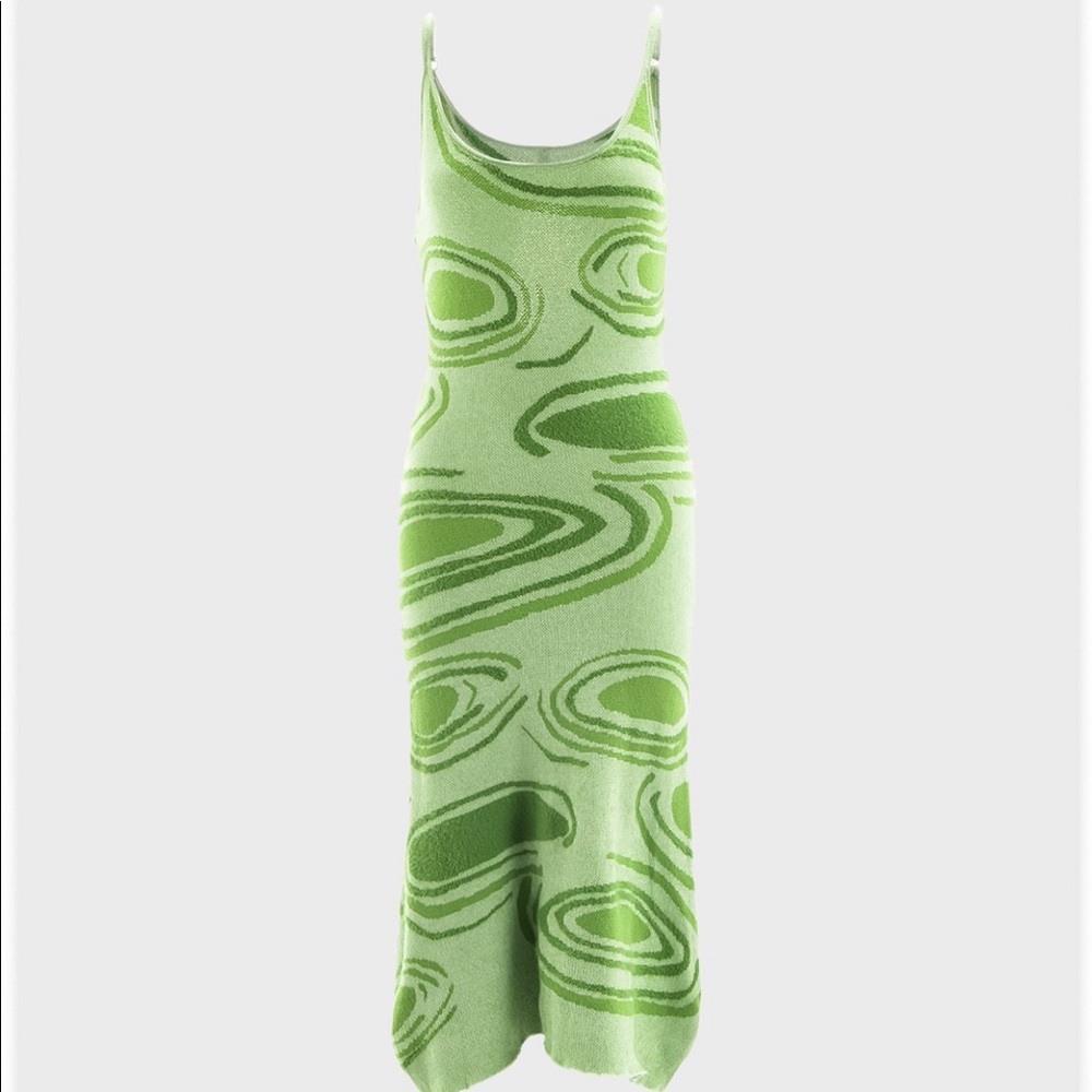 Green Sleeveless U-Neck Dress